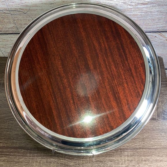 VINTAGE F.B. ROGERS SILVER COMPANY ROUND SILVERPLATE 14.25” - Picture 3 of 12